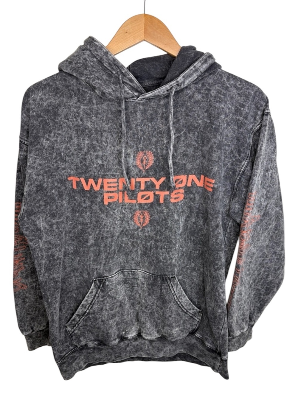 Twenty-One Pilots Grey Acid Wash Bandito Tour 2018 Hoodie Men Size S